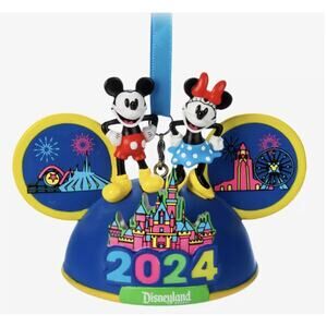 Disney Parks 2024 DisneyLand BOXED Mickey & Minnie Light-Up Ear Hat Ornament